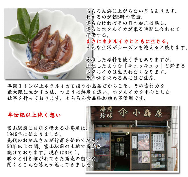 無添加 小島屋のホタルイカの沖漬け 富山湾産 約400g(約200g×2箱入) *送料込 *冷凍便