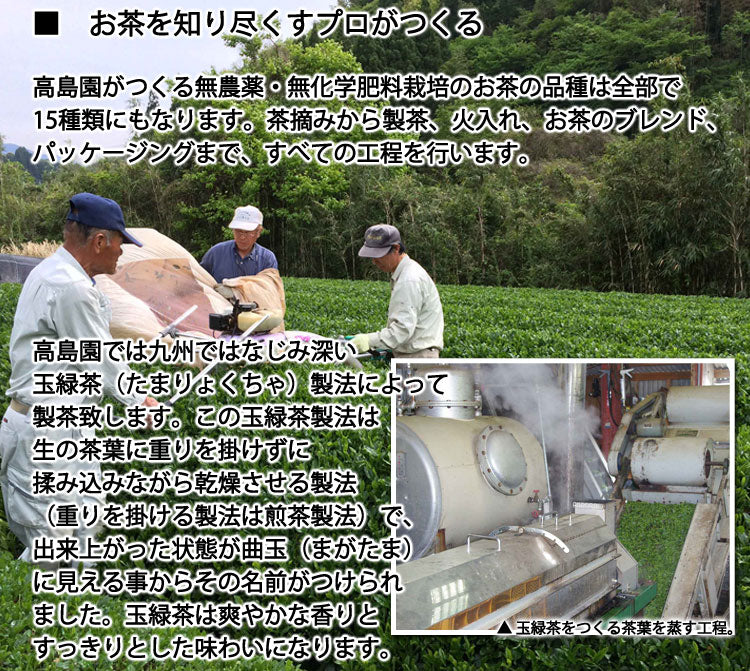 2025年産新茶【玉緑茶製法訳あり芽茶】高島園の無農薬無化学肥料栽培茶「芽茶」 1袋 約400g *ゆうパケット便送料込