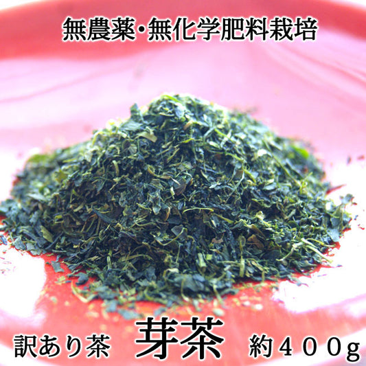 2023年産新茶【玉緑茶製法訳あり芽茶】高島園の無農薬無化学肥料栽培茶「芽茶」　1袋　約４００g　＊ゆうパケット便送料込